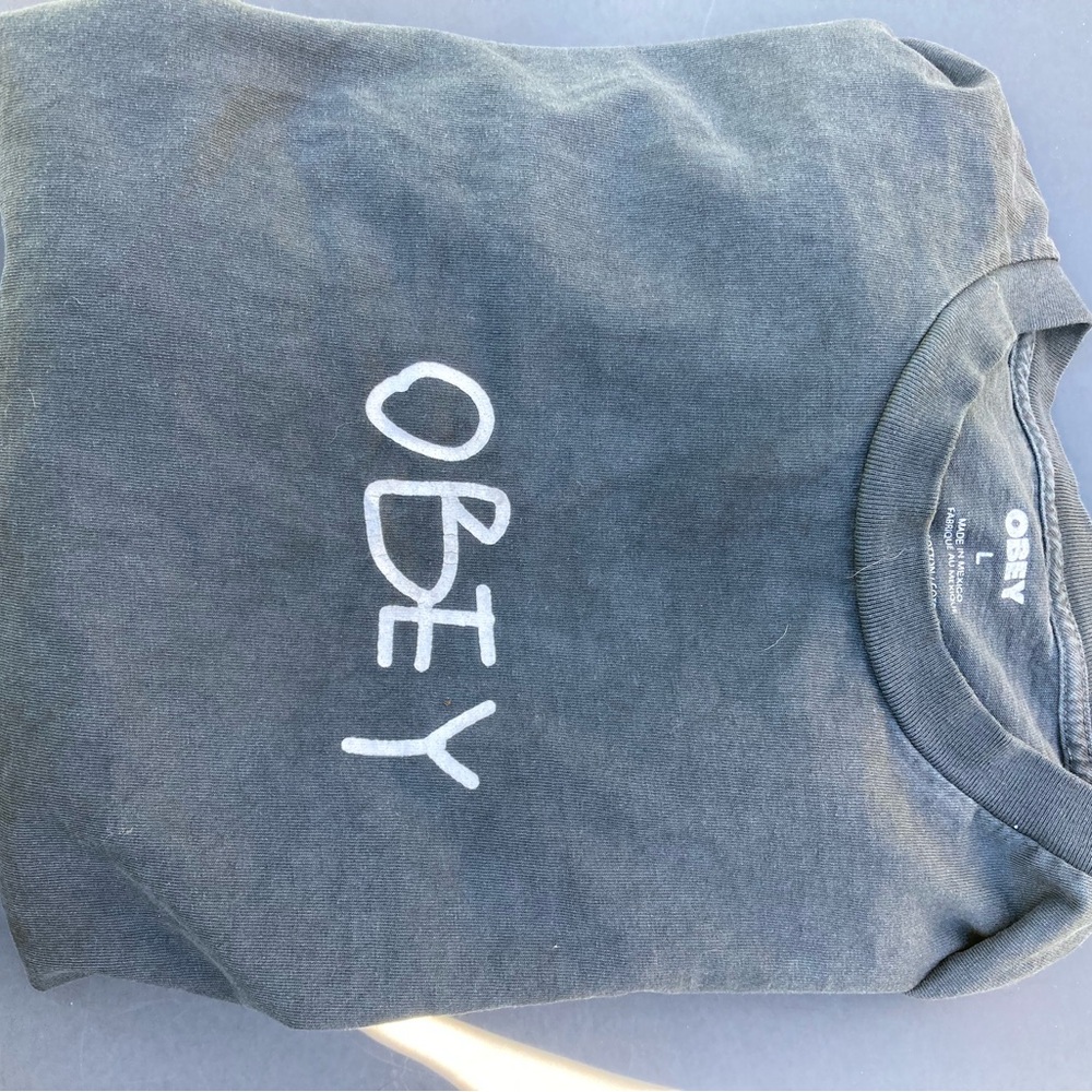 Obey Men's Shirt - Black with White Logo